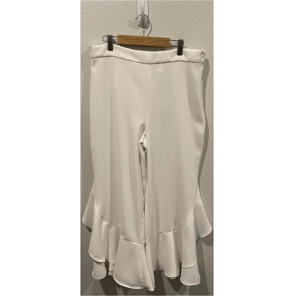 ZARA White Ruffle Pants